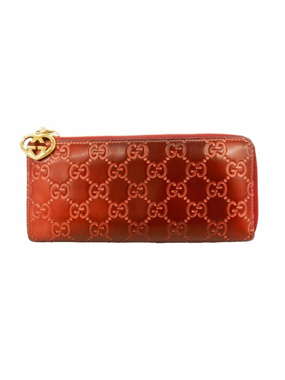 Gucci Wallet Guccissima Patent Red Champagne Gold - Picture 1 of 7